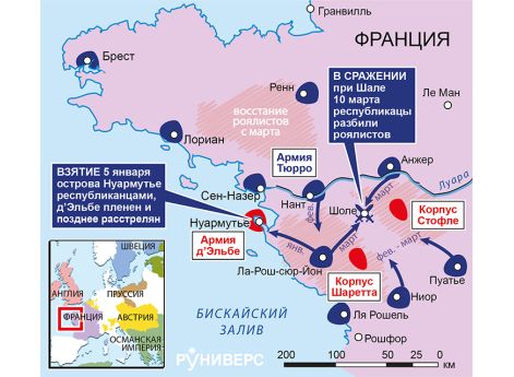 Действия в Вандее, январь–декабрь 1794 г.Действия на Пиренеях,апрель 1794 – февраль 1795 г.