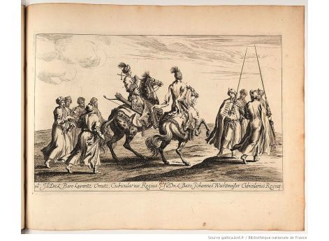 «Польские» всадники 1672 г. Вельможи в польских уборах на торжественной «карусели», посвященной совершеннолетию Карла XI в 1672 г.