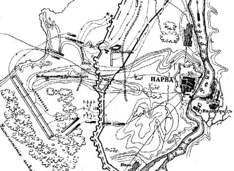 План Сражения под Нарвой 1700 г.