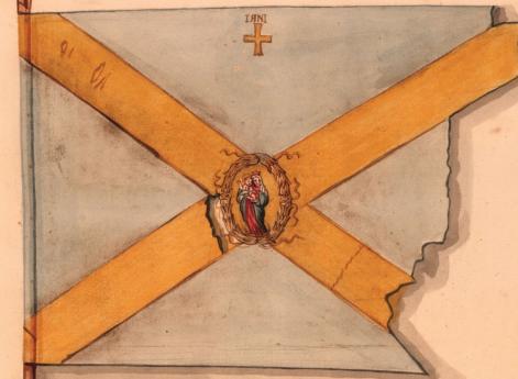 Ротное знамя пехотного полка гвардии Его Королевского Величе- ства полковника фон Людинсгаузен-Воль- фа, до 1655 г. (аверс и реверс) П.