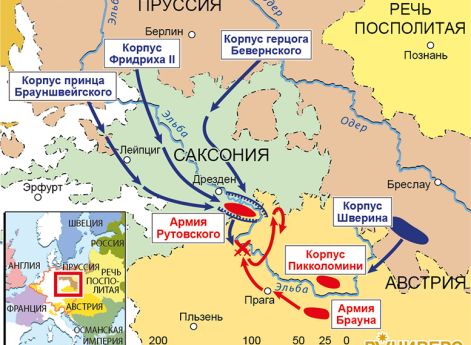 Ход войны. Кампании 1756 г. Захват Саксонии Фридрихом II