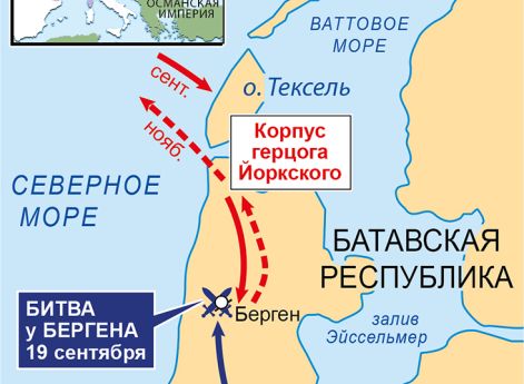 Действия в Нидерландах, июль–ноябрь 1799 г.Действия в Сирии и Египте, январь–июль 1799 г.В январе 1799 г. в Верхнем Египте Мурад-бей при Саманхуде снова разбит генералом Дезе. В феврале Бонапарт движется с основными силами армии в Сирию, планируя в дальне