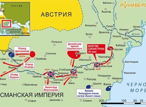 Действия в Добрудже и Румелии, март–ноябрь 1810 г.Действия на Чёрном море, июль–октябрь 1810 г.Русский Черноморский флот осуществляет десантные операции и пресекает морские коммуникации турок. Османский флот уклоняется от сражений. В июле русские корабли 