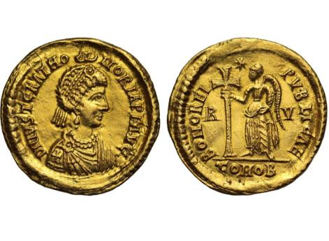 Золотой солид Юсты Граты Гонории (Justa Gratia Honoria)