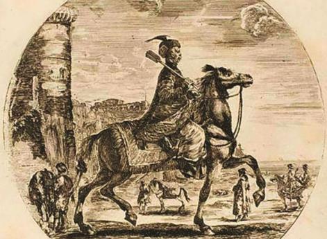 Капитан польских гайдуков Печовский с шестопером во время посольства в Париж 1645 г.