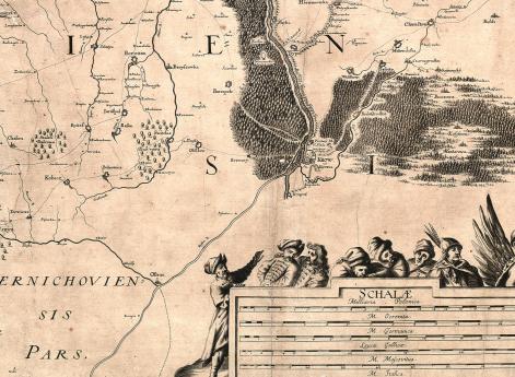 Карта Украины 1650 г. Фрагмент. Составил Г. Л. де Боплан