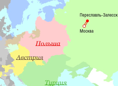 Маршрут поездок Петра I - 1692 г.