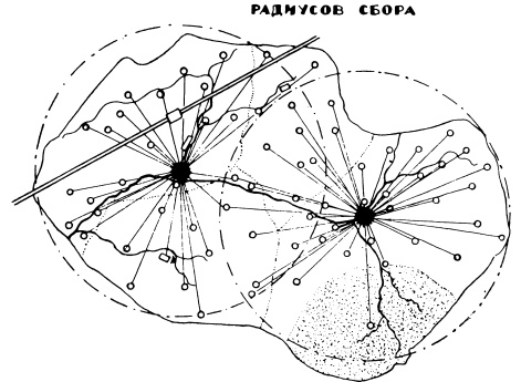 Местоположение заводов по льнообработке, определяемое по методу оптимальных радиусов сбора