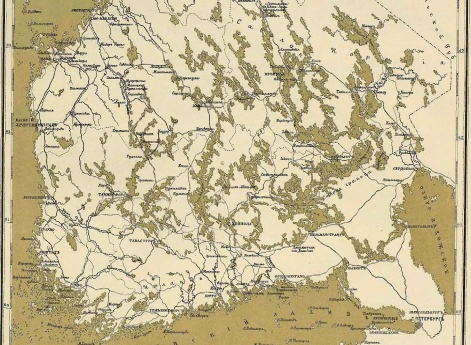 Карта Финляндии. К описанию действий 2-го батальона Уланского Цесаревича полка в 1808 году