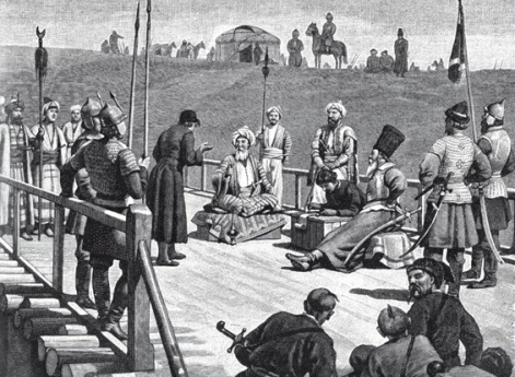 Переговоры о мире ханского посла Казы-Гирея и князя Хворостинина на мосту реки Сосны в 1593 г.