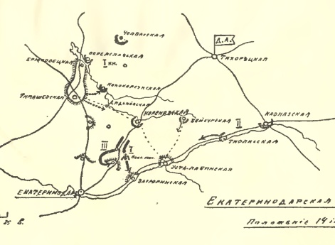 Екатеринодарская операция. Положение 14 июля 1918 года