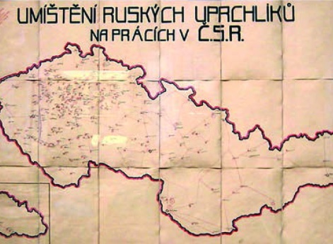 Размещение русских беженцев, работавших в Чехословакии. Карта бюро труда ЗЕМГОРа