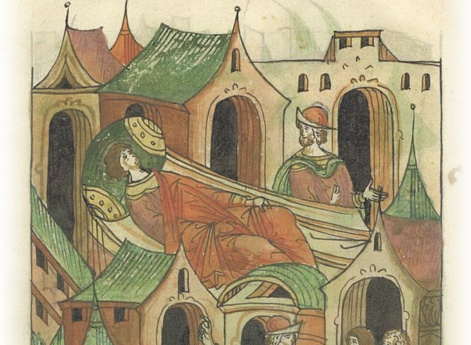 О кончине князя Дмитрия Юрьевича Красного. Один из оставшихся у князя людей приходит к его духовному отцу Иосии и сообщает, что князь умирает.