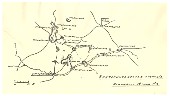 Екатеринодарская операция. Положение 14 июля 1918 года