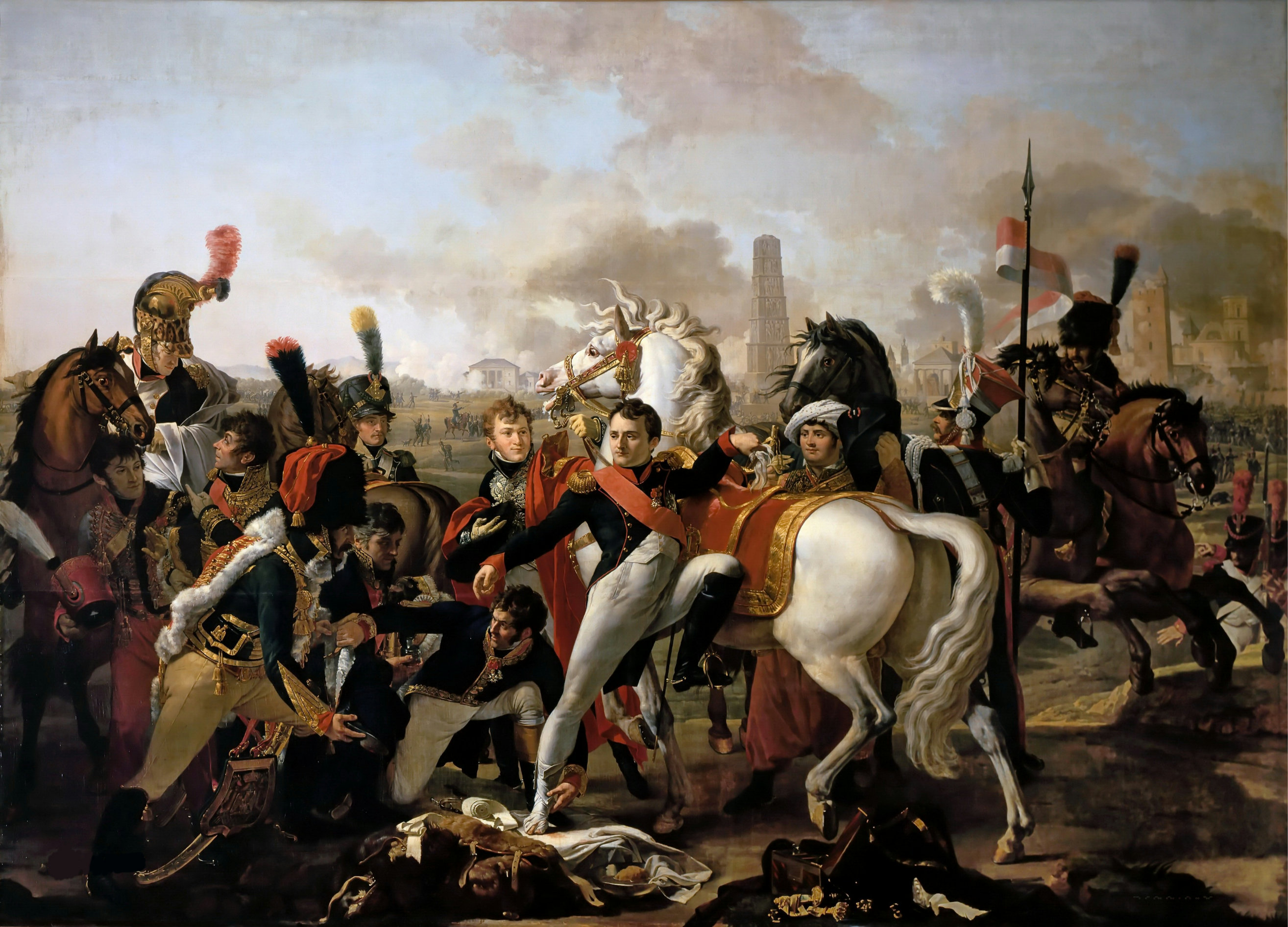 Наполеон, раненый в ногу при Ратисбонне, и перевязываюший её хирург Иван, 23 апреля 1809 года