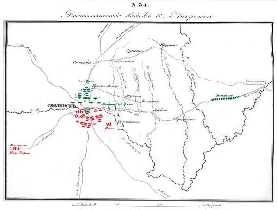 Расположение войск 6 Августа 1812 года