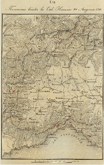 Положение войск в северной Италии, 9 августа 1799г.
