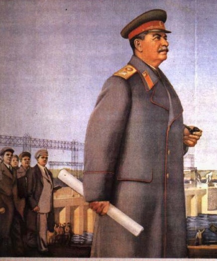 Фрагмент плаката "Слава Сталину, великому зодчему коммунизма!"