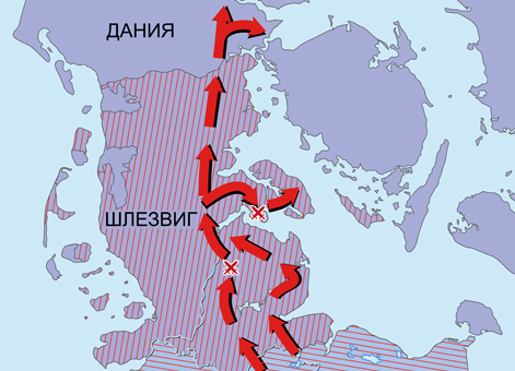 Война Пруссии и Австрии против Дании в 1864 г. Карта кампании 1864 г.