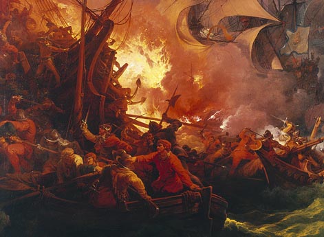 Поражение испанской армады в сражении с английским флотом