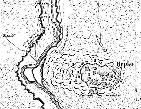 План штурма аула Нурко 10-го декабря 1851 года