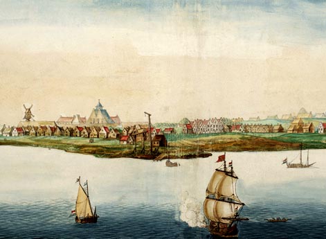 Вид Нового Амстердама в год, когда он был завоеван англичанами и переименован в Нью-Йорк