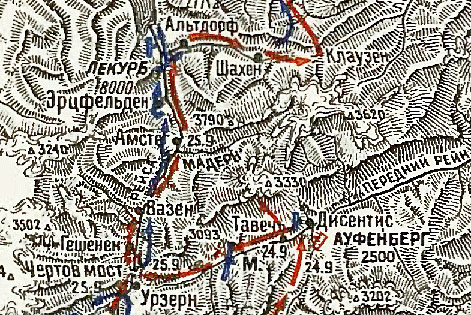 Карта: Швейцарский поход Суворова