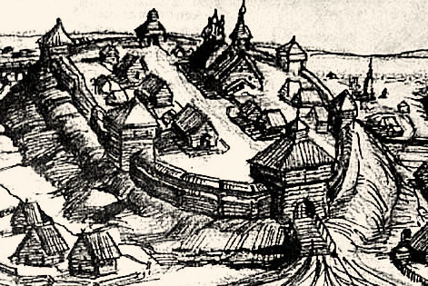 Реконструкция вида города-крепости Михайлова в конце XVI — начале XVII в.