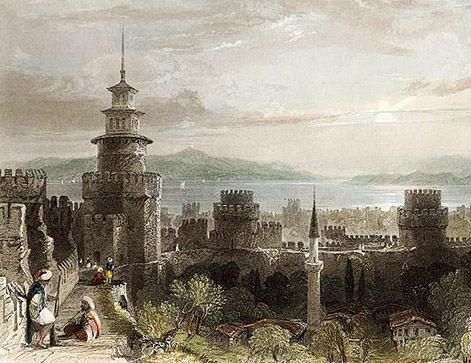 Вид на Семибашенный замок (Едикуле) в Стамбуле