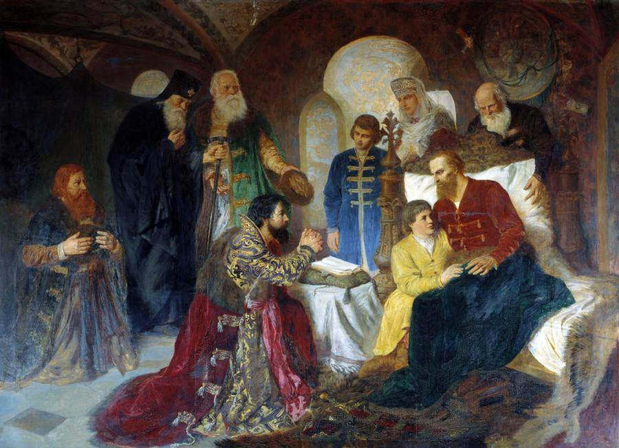 Больной князь Дмитрий Пожарский принимает московских послов.
