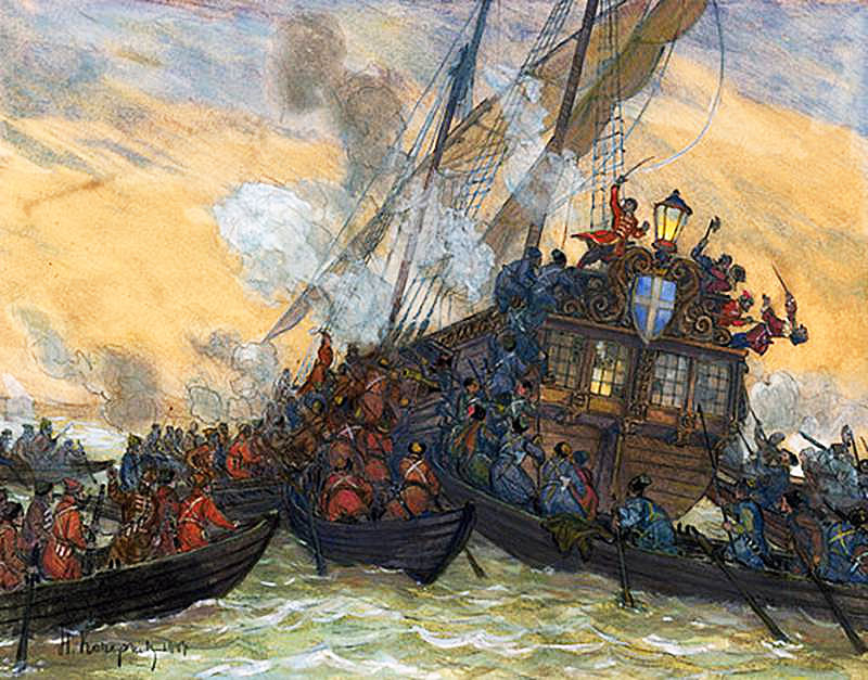 Морской бой со шведами у острова Котлин. 1656 год.
