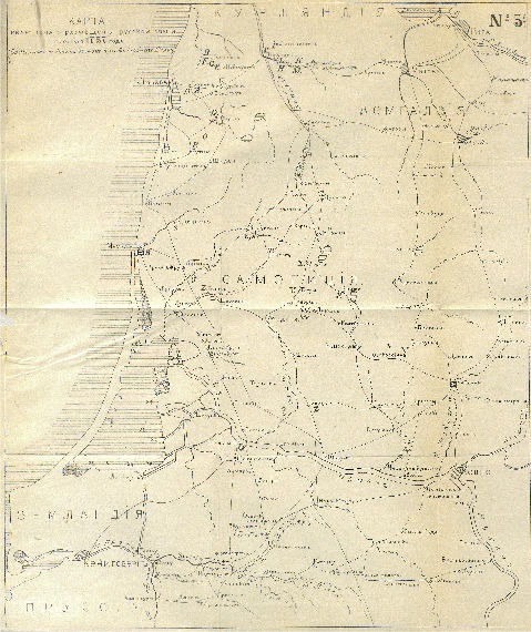 Карта № 3. Карта квартирного размещения русской армии осенью 1757 года.