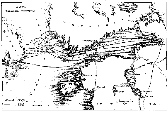Карта походов 1719 и 1720 годов.