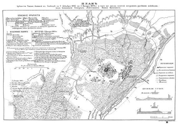 План крепости Ганжи, бывшей в блокаде с 2 декабря 1803 по 3 января 1804 год и того же числа взятой штурмом русскими войсками, под командой Генерал-лейтенанта Князя Цицианова