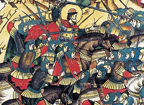 Невская битва между новгородским ополчением под командованием князя Александра Ярославича и шведским войском