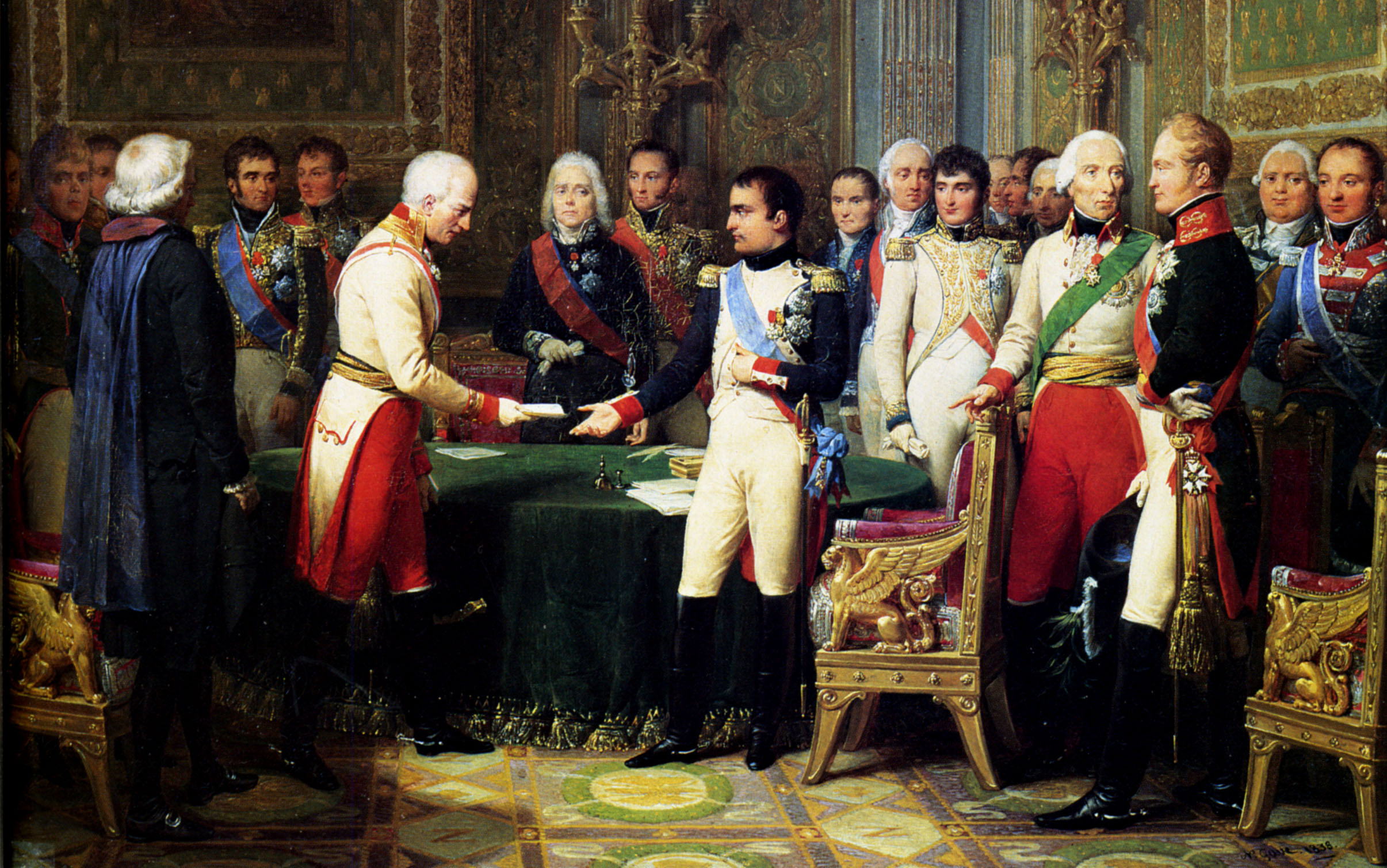 Наполеон I принимает австрийского посла барона Винсента в Эрфурте, 1808 г.