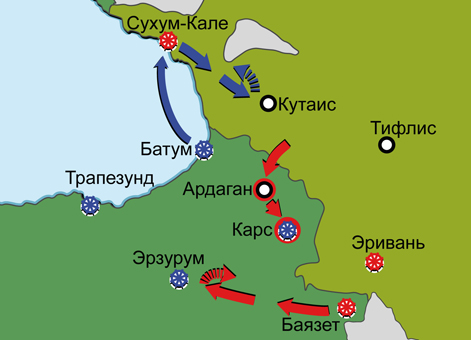 Крымская война 1853–1856 гг. Карта кампании 1855 г. на Кавказе
