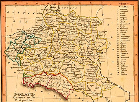 Карта Польши перед ее первым разделом в 1772 году