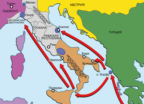 Вторая антифранцузская коалиция 1798–1802 гг. Карта кампании на о. Корфу в 1798-1800 гг.