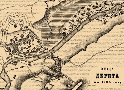 Карта осады Дерпта в 1704 году