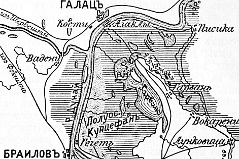 Карта окрестностей Галаца и Браилова