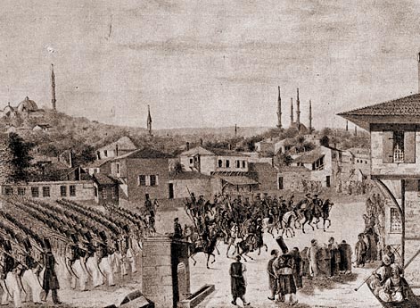 Вступление русской армии в Адрианополь 8-го августа 1829 года. (С рисунка с натуры очевидца).