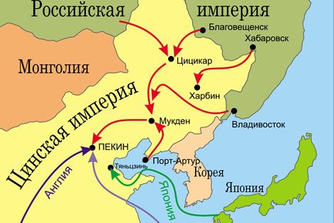 Карта: Действия русских войск во время Ихэтуаньского (Боксерского) восстания 1899 – 1902 гг.