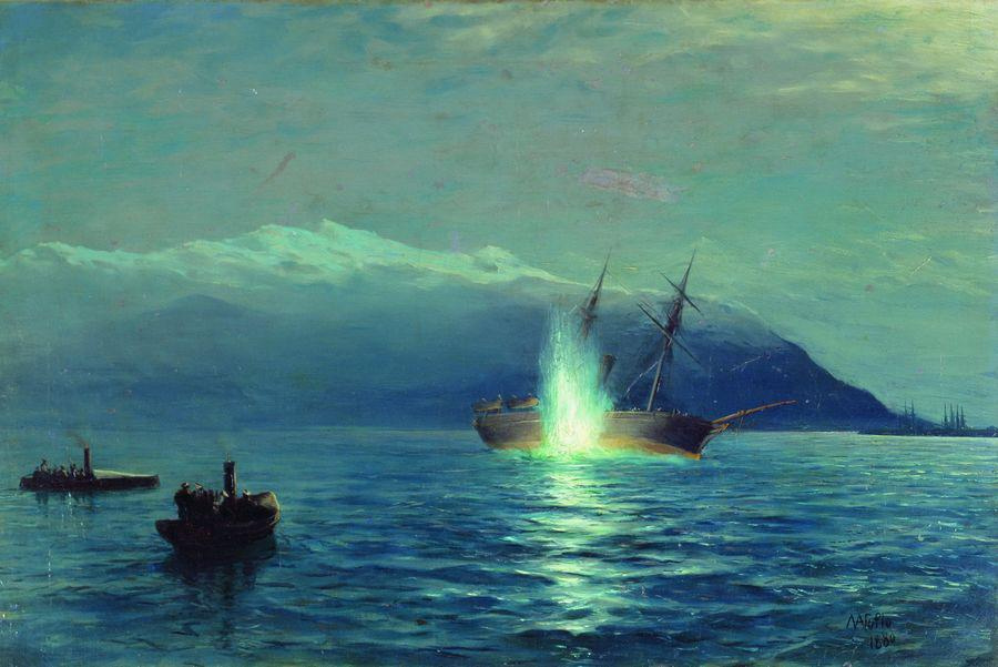 Потопление катерами парохода «Великий князь Константин» турецкого парохода «Интибах» на Батумском рейде в ночь на 14 января 1878 года.