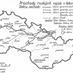 Маршруты движения русских войск (1798-1799), спроецированные на карту Чехословакии