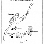 Расположение частей 14-ой пехотной дивизии к рассвету 14 января 1905 года